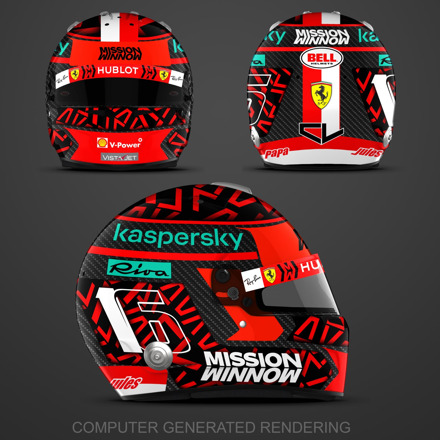 Charles Leclerc Helmet Replica Sticker Kit